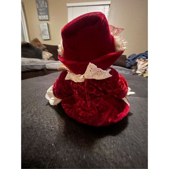 Russ Berrie Red Tan White Alexandra Velvet Dress Stuffed Teddy Bear Plush 12" - Picture 12 of 15